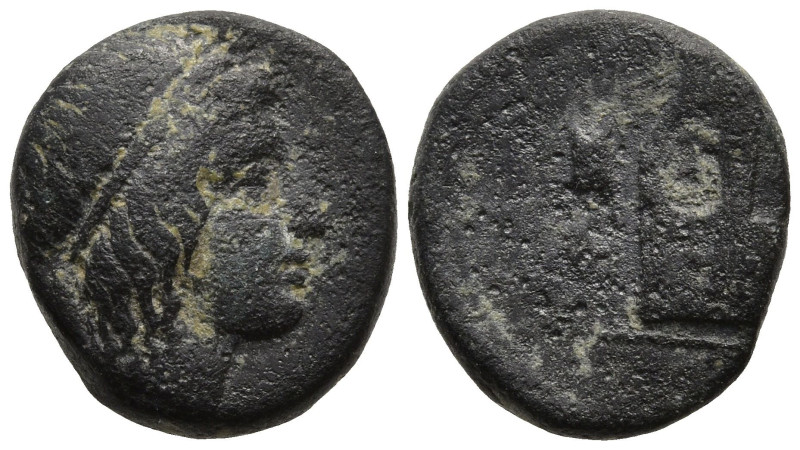 IONIA. Kolophon. (Circa 385-285 BC)
AE Bronze (11mm 1,65g)
Obv : Head of Apoll...