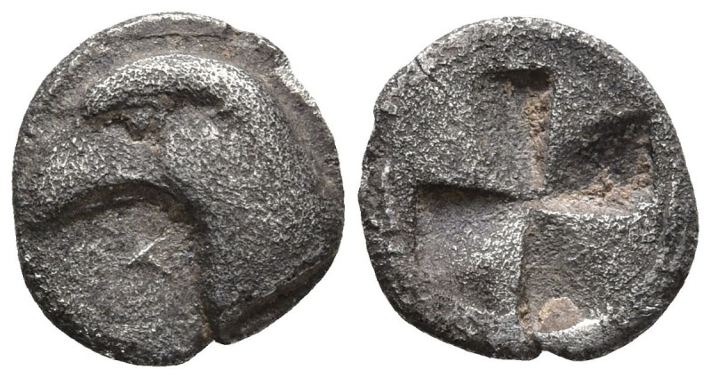 AEOLIS. Kyme. (Circa 480-450 BC).
AR Hemiobol (8,2mm 0,36g)
Obv: Head of eagle...