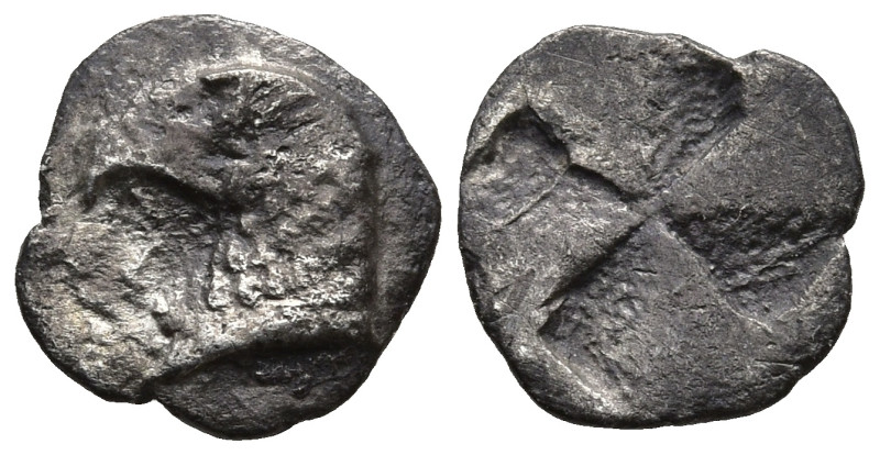 AEOLIS. Kyme. (Circa 480-450 BC).
AR Hemiobol (7,7mm 0,30g)
Obv: Head of eagle...