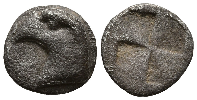 AEOLIS. Kyme. (Circa 480-450 BC).
AR Hemiobol (7,7mm 0,34g)
Obv: Head of eagle...