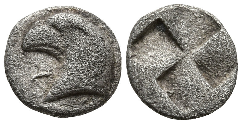 AEOLIS. Kyme. (Circa 480-450 BC).
AR Hemiobol (7,6mm 0,43g)
Obv: KY. Head of e...