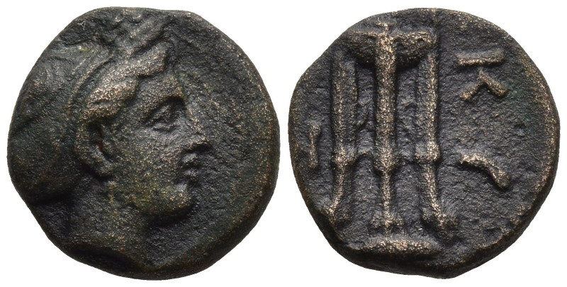 MYSIA. Kyzikos. (circa 350-300 BC)
AE Bronze (11,1mm 1,32g)
Obv: Head of Kore ...