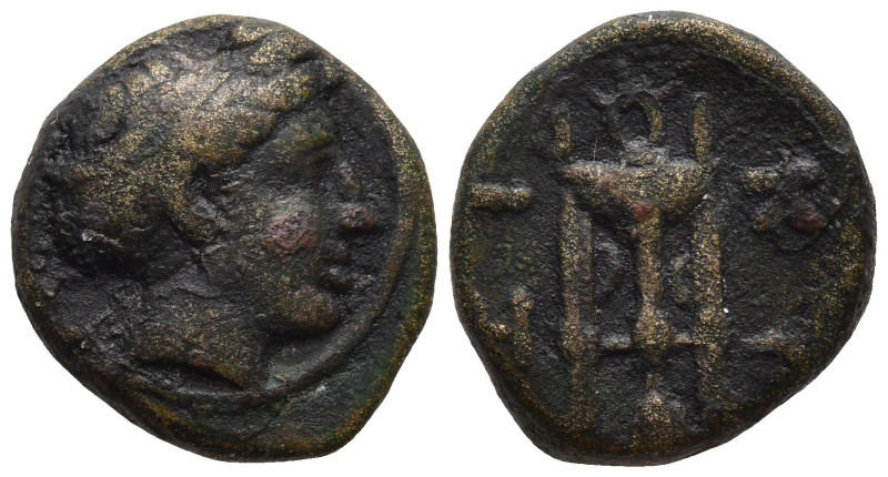 MYSIA. Kyzikos. (circa 350-300 BC)
AE Bronze (11,2mm 1,59g)
Obv: Head of Kore ...