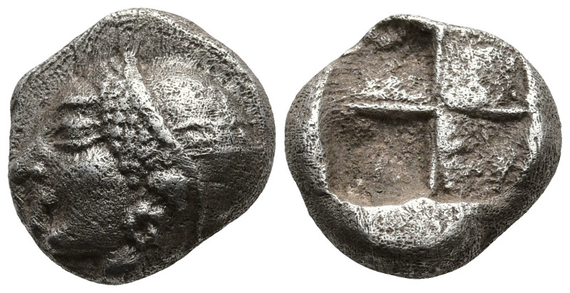 IONIA. Phokaia. (Circa 521-478 BC).
AR Diobol (9,9mm 1,27g)
Obv: Archaic femal...