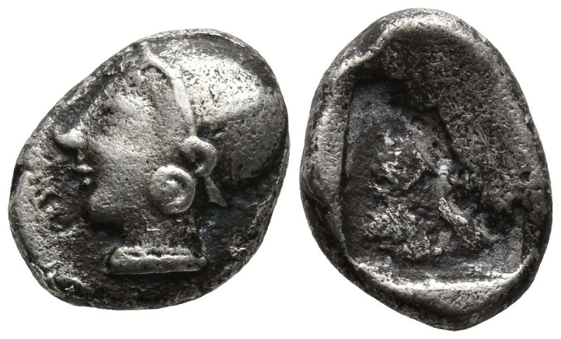 IONIA. Phokaia. (Circa 521-478 BC).
AR Diobol (10mm 1.14)
Obv: Archaic female ...