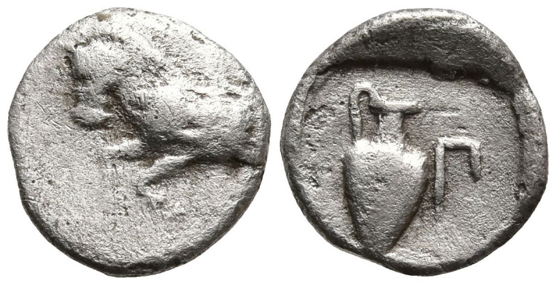 MYSIA. Prokonnesos. (circa 400-280 BC).
AR Hemiobol (9mm 0.54g)
Obv: Forepart ...