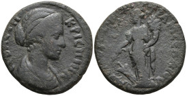 IONIA, Smyrna. Crispina, Augusta (178-182 AD).
AE Bronze ( 24mm 7.61g)
Obv: ΚΡΙϹΠΙΝΑ ϹƐΒΑϹΤΗ. Draped bust of Crispina right
Rev: Tyche standing lef...