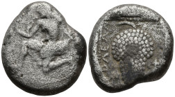 CILICIA. Soloi. (Circa 440-410 BC).
AR Stater (19,8mm 9,96g)
Obv: Amazon kneeling left, holding bow; quiver on hip; facing head of satyr to right.
...