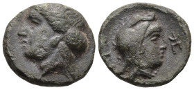 MYSIA. Teuthrania. Prokles. Dynast of Teuthrania and Halisarna (circa 400-399 BC)
AE Bronze (9.6mm 0.8g)
Obv: Head of Apollo to left, wearing taenia...