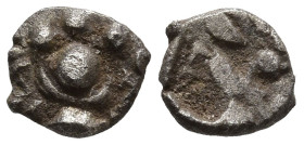 ASIA MINOR. Uncertain. (Late 6th-early 5th centuries BC).
AR Tetartemorion(?) (6mm, 0.28 g).
Obv: Lion's paw
Rev: Incuse square
Extremely Rare die