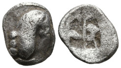 THRACO-MACEDONIAN REGION. Uncertain. (5th century BC).
AR Hemiobol (7.6mm 0.31g)
Obv: Forepart of horse right.
Rev: Quadripartite incuse square.
C...