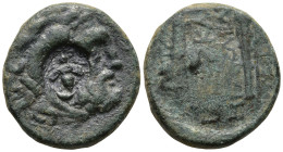 Countermarked coins
Unreaserched Greek, with countermark
AE Bronze (16,5mm 3,31g)
Obv: Zeus bust right,countermark: "Bee within oval incuse"
Rev: ...