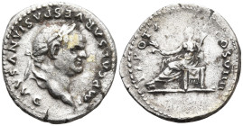 Vespasian (AD 69-79). Rome
AR Denarius (19,4mm 3,34g)
Obv: IMP CAESAR VESPASIANVS AVG. Laureate head of Vespasian to right.
Rev: TR POT X COS VIIII...