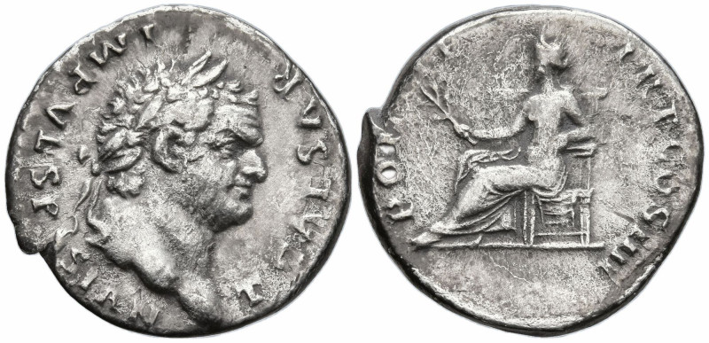 Titus, as Caesar (69-79 AD). Rome
AR Denarius (18.9mm 3.17g)
Obv: T CAESAR IMP...