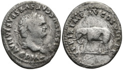 Titus (AD 79-81). Rome
AR Denarius (20,3mm 3,16g)
Obv: IMP TITVS CAES VESPASIAN AVG P M. Head of Titus, laureate, right.
Rev: TR P IX IMP XV COS VI...