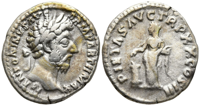 Marcus Aurelius (161-180 AD). Rome
AR Denarius (18.6mm 3.69g)
Obv: M ANTONINVS...