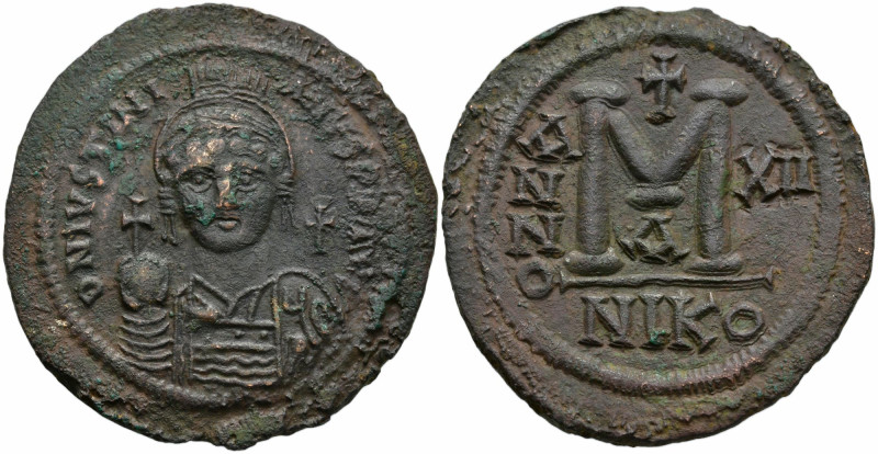 Justinian I (527-565 AD). Nicomedia. Dated RY 12 (538/39)
AE Follis (39.3m 22.2...