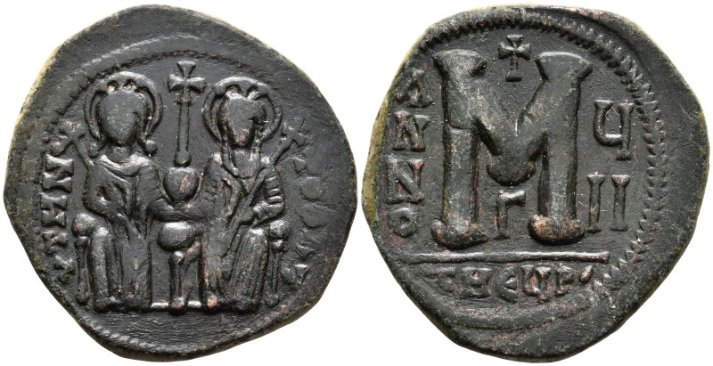 Justin II with Sophia (565-578 AD). Theoupolis (Antioch)
AE Follis (15,51g, 31,...