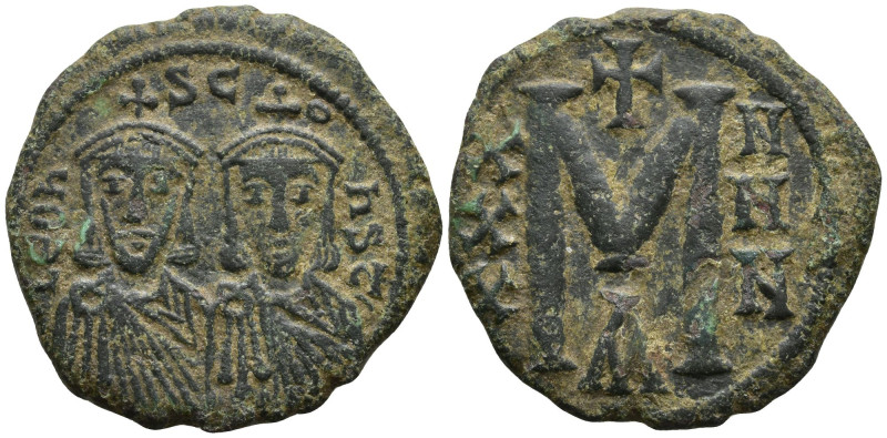 Leo III Tthe "Isaurian", with Constantine V (717-741 AD). Constantinople.
AE Fo...