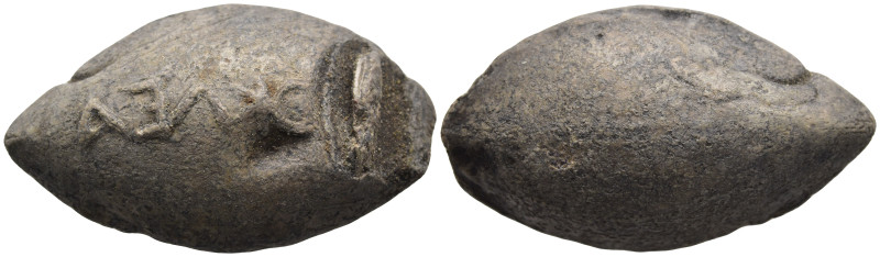 PB Sling Bullet. Circa 4th-1st century BC
(27.95g 18.1mm diameter))