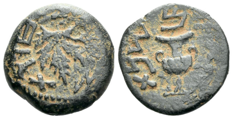 Judaea, The Jewish War, 66 -70 Jerusalem Prutah circa 66-70, Æ 16.00 mm., 2.85 g...