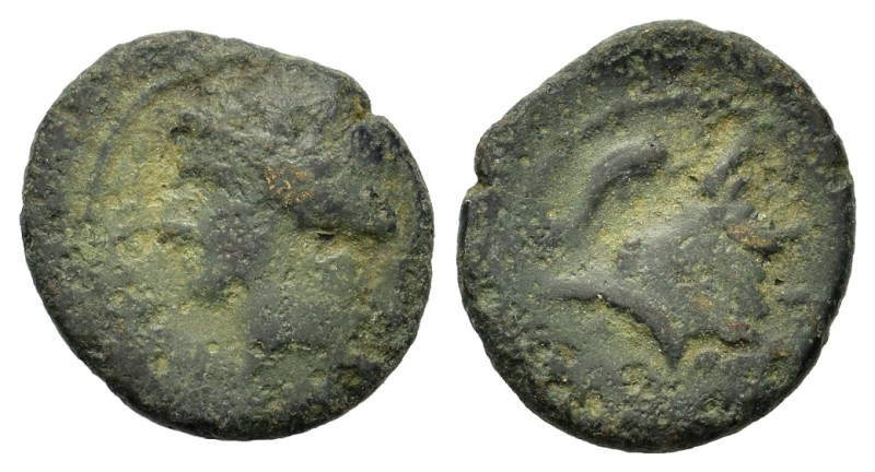 Italy. Southern Campania, Neapolis, c. 300-275 BC. Æ (12,7mm, 1.2g). Laureate he...