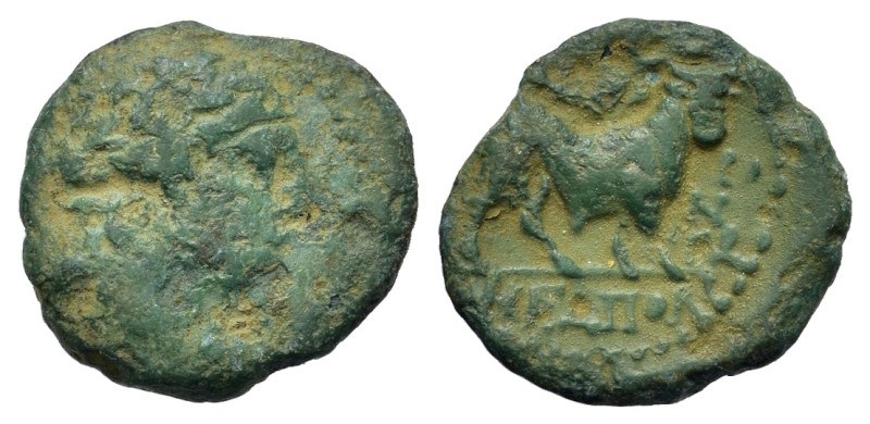 Italy. Southern Campania. Neapolis, c. 300-275 BC. Æ (13mm, 1.2g). Laureate head...