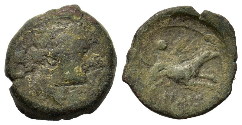 Italy. Northern Lucania. Paestum, c. 218-201 BC. Æ Sescuncia (15mm, 2.6g). Head ...