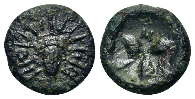 Italy, Southern Lucania, Metapontion, c. 300-250 BC. Æ (12mm, 2,2g). Facing head...