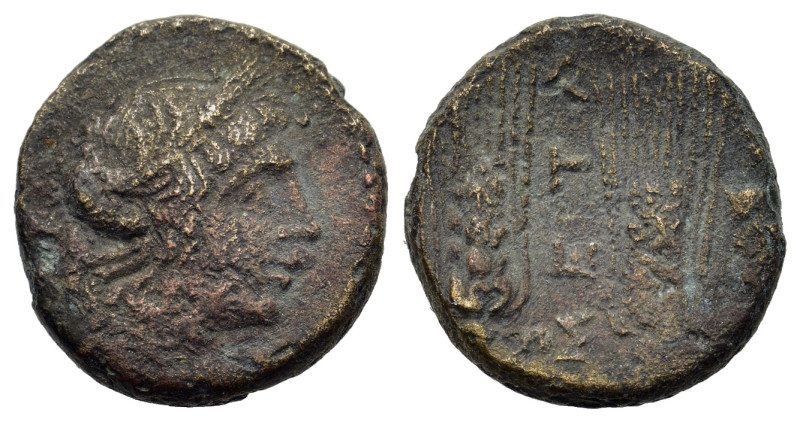 Italy. Southern Lucania. Metapontion, c. 225-200(?) BC. Æ (16,2mm, 4g). Wreathed...