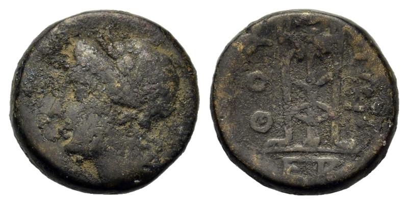 Italy. Southern Lucania. Thourioi, c. 280 BC. Æ (12,6mm, 2g). Diademed head of A...