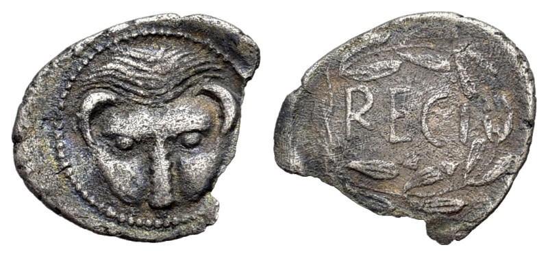 Italy, Bruttium. Rhegion, c. 445-435 BC. Litra (12mm, 0.63g, 1h) Facing lion’s h...