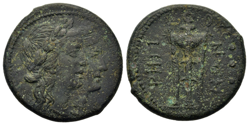 Italy. Bruttium. Rhegion, c. 260-215 BC. Æ Triens (25,2mm, 11.4g). Jugate heads ...