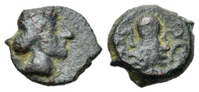 Sicily, Syracuse. Time of the Second Democracy, circa 440-430 BC. Æ Onkia (10mm, 11g, 6h.) Female head to r. R/ Octopus. Boehringer 625-7; CNS 9-10; S...