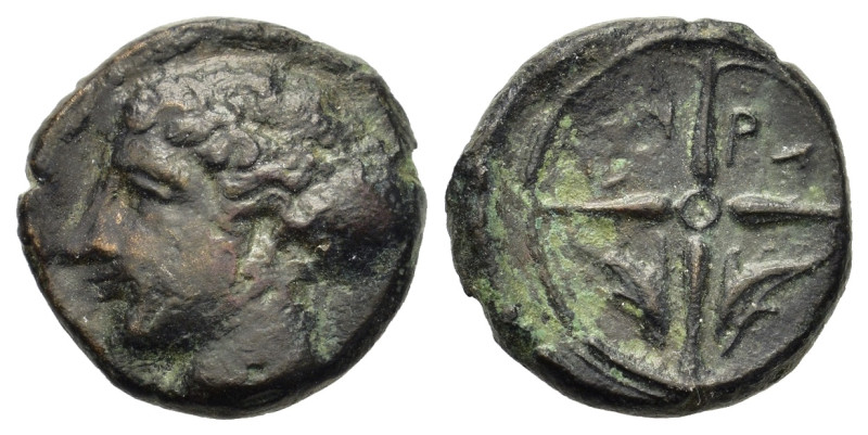 Sicily, Syracuse, c. 415-405 BC. Æ Hemilitron (15mm, 2.8g). Head of Arethusa l.,...