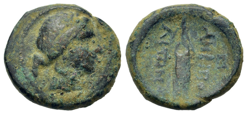 Macedon, Amphipolis, c. 187-31 BC. Æ (19,2mm, 5.6g). Diademed head of Apollo r. ...