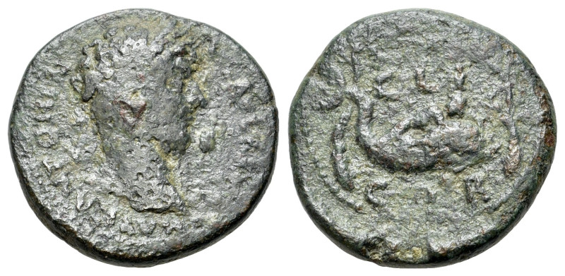 Marcus Aurelius (161-180). Æ (20mm, 6.19g, 3h). Corinth, Corinthia. Laureate hea...