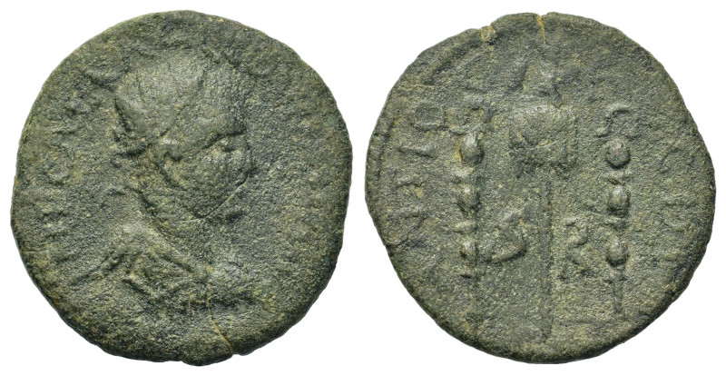 Volusian (251-253). Pisidia, Antioch. Æ (20,8mm, 4.6g). Radiate, draped and cuir...