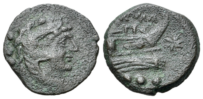 Anonymous, 169-158 BC. Æ Quadrans (17mm, 3.37g, 3h). Star (official) series. Rom...