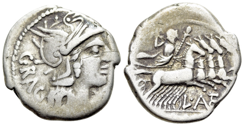 L. Antestius Gragulus, Rome, 136 BC. AR Denarius (19mm, 3.57g, 6h). Helmeted hea...