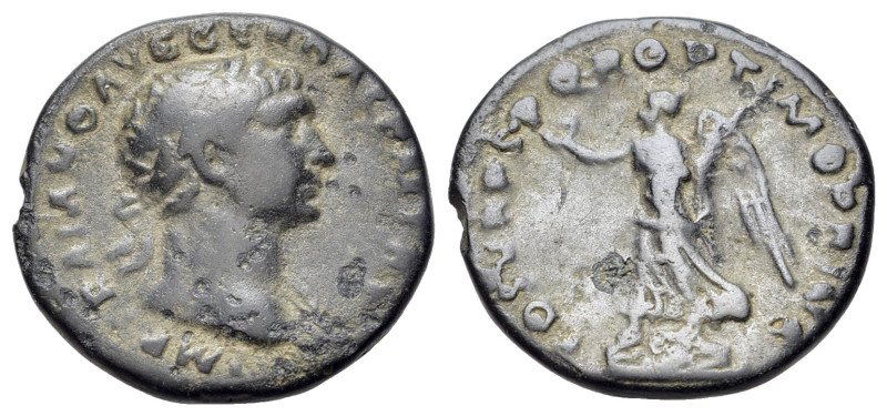 Trajan (98-117). AR denarius (18mm, 2.9g, 6h). Rome, ca. AD 103-111. Laureate bu...