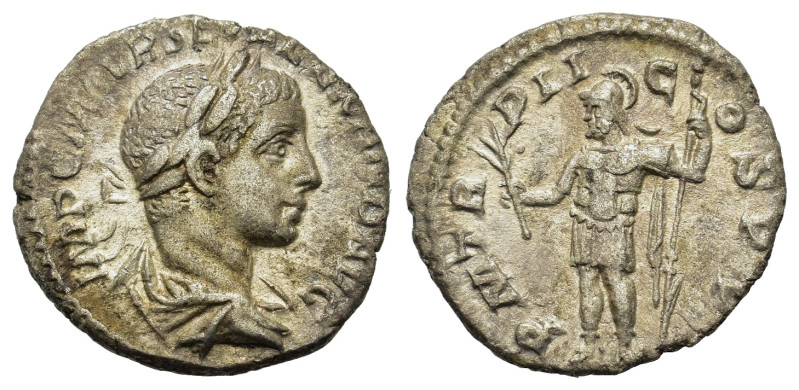 Severus Alexander (222-235). AR Denarius (17,8mm, 1.8g). Rome, AD 223. Laureate,...