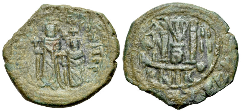 Heraclius, with Heraclius Constantine (610-641). Æ Follis (29mm, 10.90g, 6h). Ni...