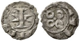 France, Melgueil. Uncertain Count or Bishop, 13th century. BI Obol (13mm, 0.35g). Maguelonne. Cross with crossbars composed of episcopal mitres; pelle...