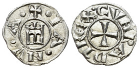 Italy. Genoa. Simone Boccanegra (1339-1344). AR denaro (16mm, 0.87g, 9h). Castle. R/ Cross, bold strike. Biaggi 858, Z-8271.