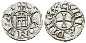 Italy. Genoa. Simone Boccanegra (1339-1344). AR denaro (15mm, 0.85g, 3h). Castle. R/ Cross, bold strike. Biaggi 858, Z-8271.