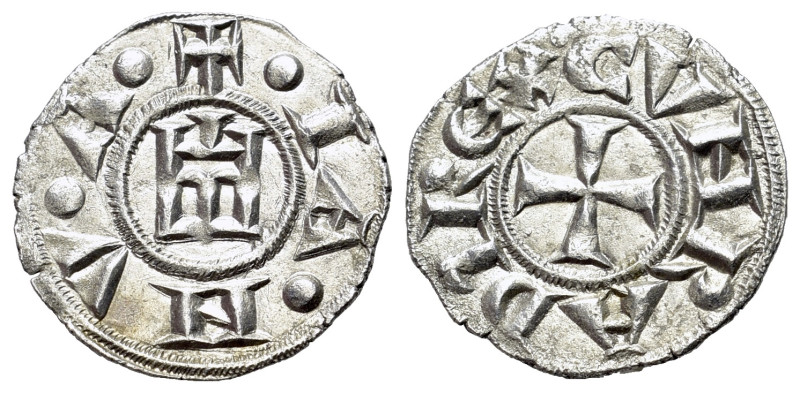 Italy. Genoa. Simone Boccanegra (1339-1344). AR denaro (15mm, 0.78g, 3h). Castle...