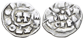Italy, Lucca. Enrico III, IV o V (1004-1024) Denaro (14mm, 0.82g). Monogram of Enrico. R/ LVCA e EHNRICVS. MIR 107/111