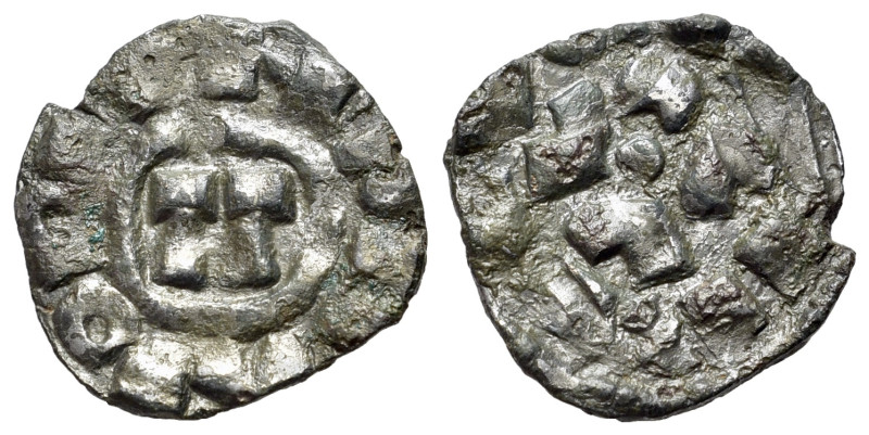 Italy, Lucca. Enrico III, IV o V (1004-1024) Denaro (15mm, 0.94g). Monogram of E...