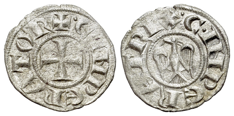 Italy, Sicily, Messina. Enrico VI (1191-1197). Denaro (15mm, 0.71g, 2h). + E INP...